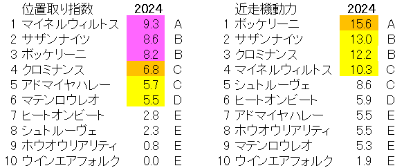 2024　日経賞　位置取り指数
